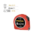 Flexómetro rojo 8 m cinta 25 mm, en tarjeta, PRETUL 3