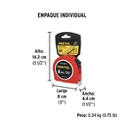 Flexómetro rojo 8 m cinta 25 mm, en tarjeta, PRETUL 6