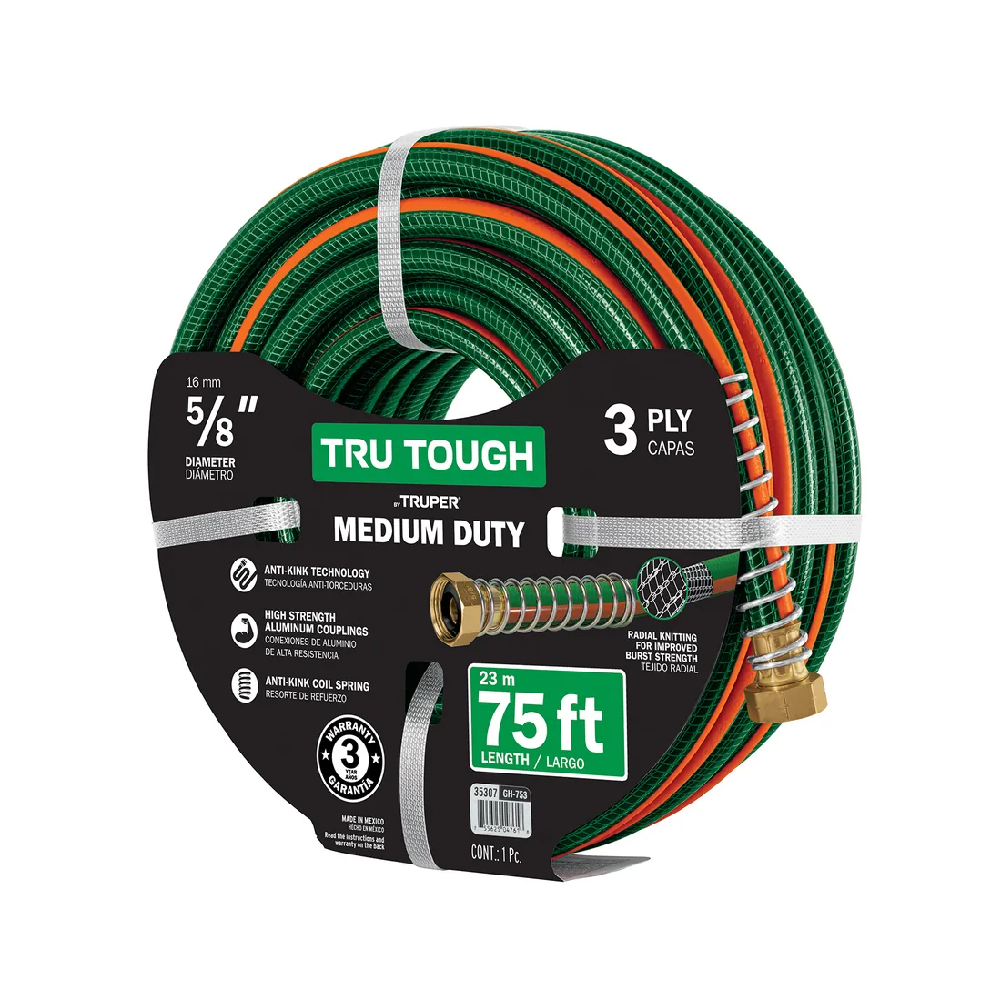 TruTough, 75ft, 3ply, TB 5/8', garden hose