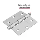 Bisagra cuadrada 3', acero inox, cabeza redonda, HERMEX 2