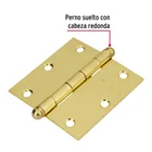 Bisagra cuadrada 3-1/2', acero latonado, cabeza redonda 2