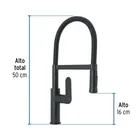 Monomando nariz flexible para fregadero, negro,FOSET RIVIERA 3