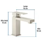 Monomando corto para lavabo, satín, FOSET KUBO 3