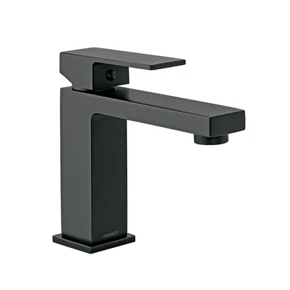 Monomando corto para lavabo, negro, FOSET KUBO