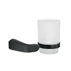Portavaso cepillero con vaso de vidrio, negro, FOSET RIVIERA 1