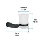 Portavaso cepillero con vaso de vidrio, negro, FOSET RIVIERA 2