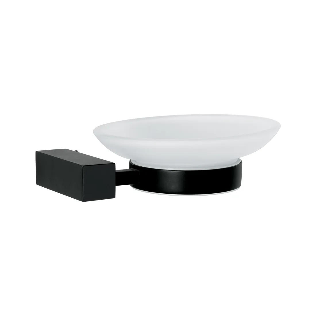 Jabonera con plato de vidrio, negro, FOSET KUBO