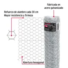 Rollo malla hexagonal cal.20, 1.5x 45m, abertura 50mm, 15kg 2