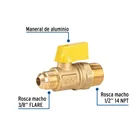 Válvula de control para gas, latón, 3/8' flare x 1/2' macho 2