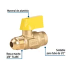 Válvula de control para gas, latón, 3/8'flare x 1/2'soldable 2