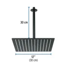 Regadera plato cuadrado 12' con brazo, negro, FOSET RIVIERA 2