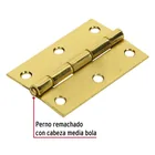Bolsa 2 bisagras rectangulares 3x2', acero latonado, HERMEX 2