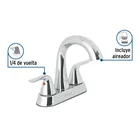 Mezcladora lavabo 4' cromo, cuello alto, palanca, FOSET AERO 2