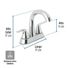 Mezcladora lavabo 4' cromo, cuello alto, palanca, FOSET AERO 3