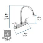 Mezcladora fregadero 8' cromo, c. largo, palanca, FOSET AERO 3