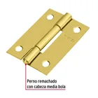 Bisagra rectangular 2 x 1-1/2', acero latonado, HERMEX 2