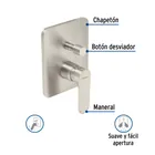 Monomando para regadera con desviador, satín, RIVIERA 2