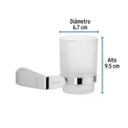 Portavaso cepillero cromo con vaso de vidrio, FOSET RIVIERA 3
