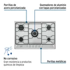 Parrilla gas empotrable 75 cm, 5 quemadores, esmalte, FOSET 2