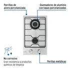 Parrilla gas empotrable 30 cm, 2 quemadores, esmalte, FOSET 2