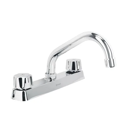 Mezcladora 8' fregadero cromo, cuello corto,compresión,BASIC