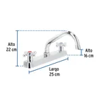 Mezcladora 8' fregadero cromo, cuello corto, cruceta, BASIC 3
