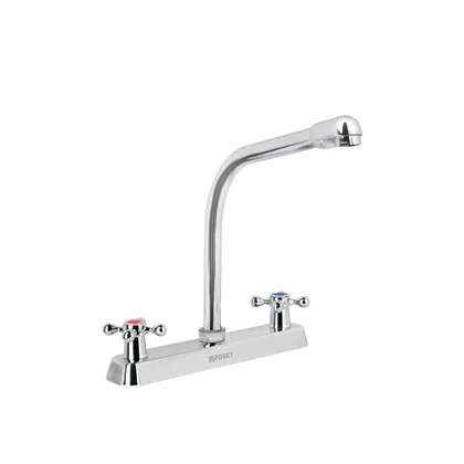 Mezcladora 8' fregadero cromo, cuello cobra, cruceta, BASIC