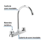 Mezcladora 8' fregadero cromo, cuello curvo,hexagonal, BASIC 2