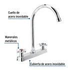 Mezcladora 8' fregadero cromo, cuello curvo, cruceta, BASIC 2