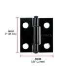 Bisagra rectangular 1 x 7/8', acero negro mate, HERMEX 3