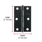 Bisagra rectangular 3 x 2', acero negro mate, HERMEX 3