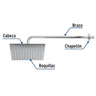 Regadera plato cuadrado 10' con brazo, cromo, FOSET RIVIERA 5