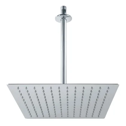 Regadera plato cuadrado 12' con brazo, cromo, FOSET RIVIERA