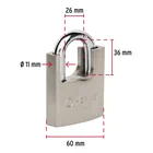 Candado de hierro 60 mm con coraza, llave de disco, HERMEX 4