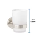 Portavaso cepillero satín con vaso de vidrio, FOSET TÚBIG 3