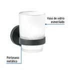 Portavaso cepillero negro con vaso de vidrio, FOSET TÚBIG 2