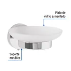 Jabonera metálica cromo con plato de vidrio, FOSET TÚBIG 2