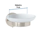 Jabonera metálica satín con plato de vidrio, FOSET TÚBIG 3
