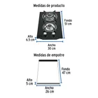 Parrilla gas empotrable 30cm, 2 quem, vidrio negro, RIVIERA 4