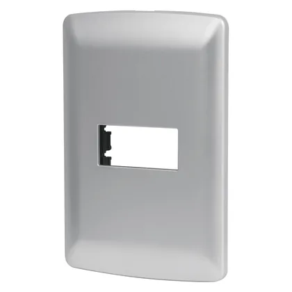 Placa 1 módulo de ABS, línea italiana, color plata, VOLTECK