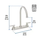 Mezcladora para fregadero, manerales palanca, satín, TÚBIG 3