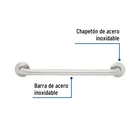 Barra recta de seguridad, acero inoxidable, 50cm, FOSET 2