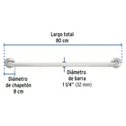 Barra recta de seguridad, acero inoxidable, 80cm, FOSET 3