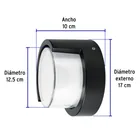 Arbotante LED exterior 10 W 3000K, 17 cm, redondo, VOLTECK 3