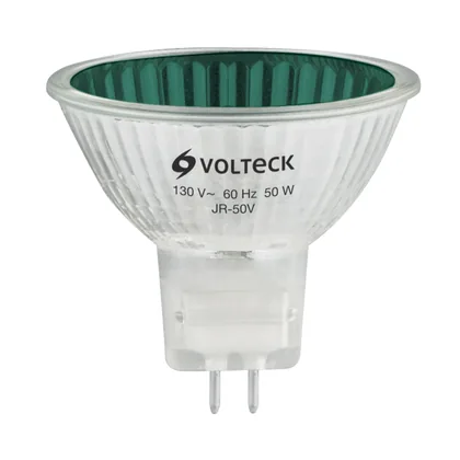 Lámpara de halógeno verde 50 W tipo MR16 en caja, VOLTECK