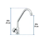 Llave individual fregadero,ABS,cuello corto,hexagonal, BASIC 3