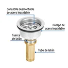Contracanasta 3-1/2' inox, instala-fácil, tubo latón, FOSET 2