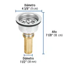 Contracanasta 3-1/2' inox, instala-fácil, tubo latón, FOSET 3