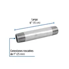 Niple de acero galvanizado 1' x 6', FOSET 2