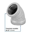 Codo 45° acero galvanizado de 1/2', FOSET 2